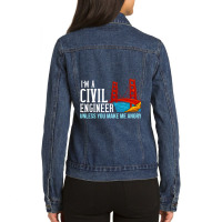 Civil Engineer Gift Funny Bridge Engineering 2 Ladies Denim Jacket | Artistshot