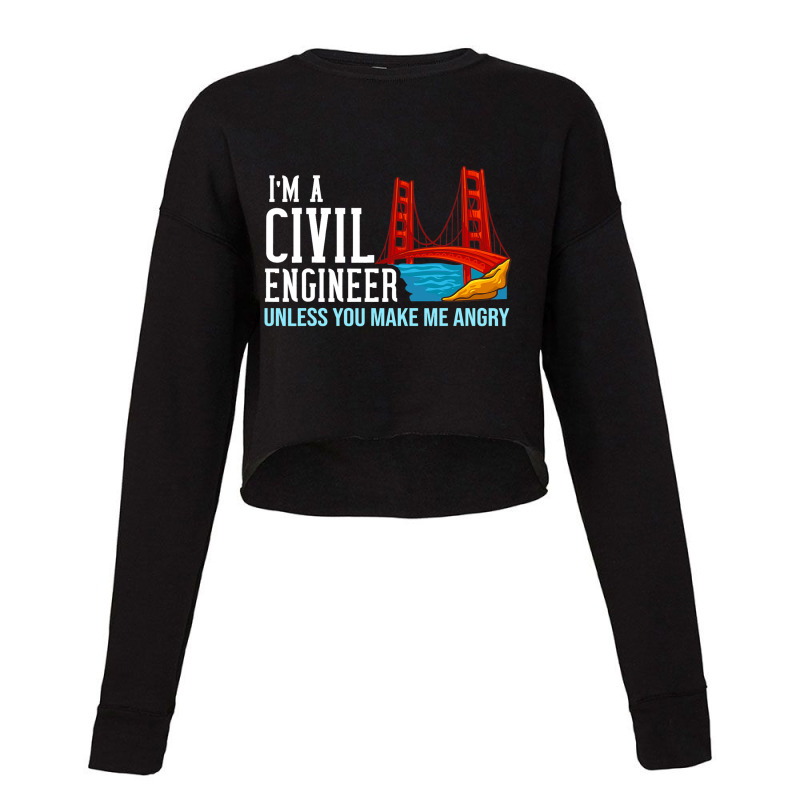 Civil Engineer Gift Funny Bridge Engineering 2 Cropped Sweater by Fabulousam | Artistshot