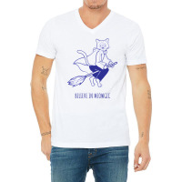 Believe In Magic Pun With Flying Witch Cat V-neck Tee | Artistshot