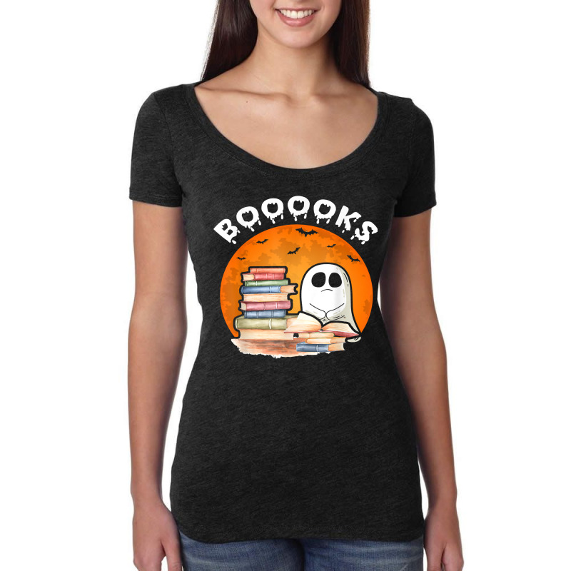 Book Books Ghost Reading Books Lovers Halloween Pa Women's Triblend Scoop T-shirt by Regorgeous | Artistshot