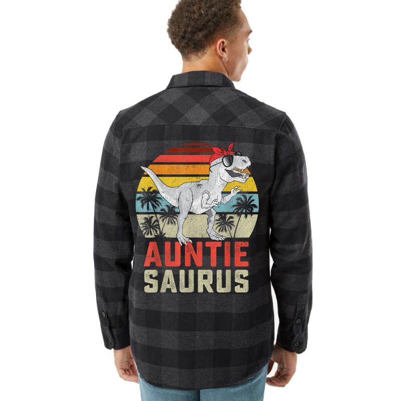 Auntiesaurus T Rex Dinosaur Auntie Saurus Family M Flannel Shirt | Artistshot