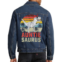 Auntiesaurus T Rex Dinosaur Auntie Saurus Family M Men Denim Jacket | Artistshot