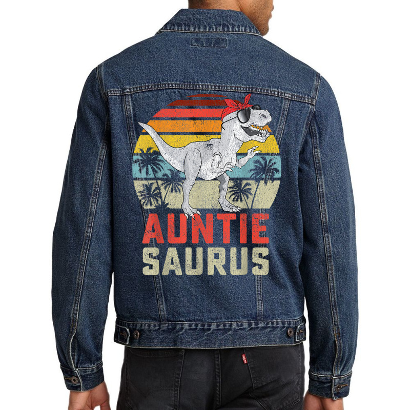 Auntiesaurus T Rex Dinosaur Auntie Saurus Family M Men Denim Jacket | Artistshot