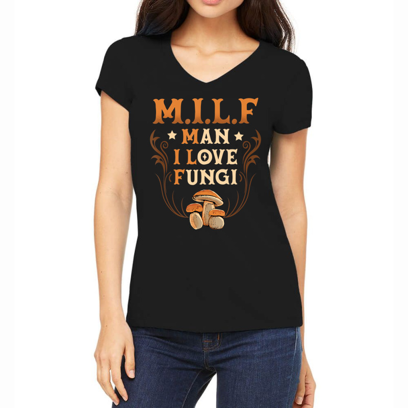 Man I Love Fungi Mushroom Collector Shroom Hunter Women's V-Neck T-Shirt by kranendon | Artistshot