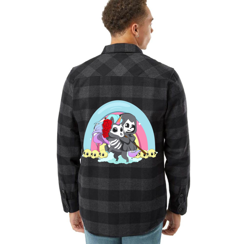 Kawaii Pastel Goth Unicorn And Grim Reaper Creepy Flannel Shirt by krumsiek | Artistshot