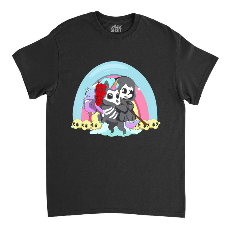 Kawaii Pastel Goth Unicorn And Grim Reaper Creepy Classic T-shirt by krumsiek | Artistshot