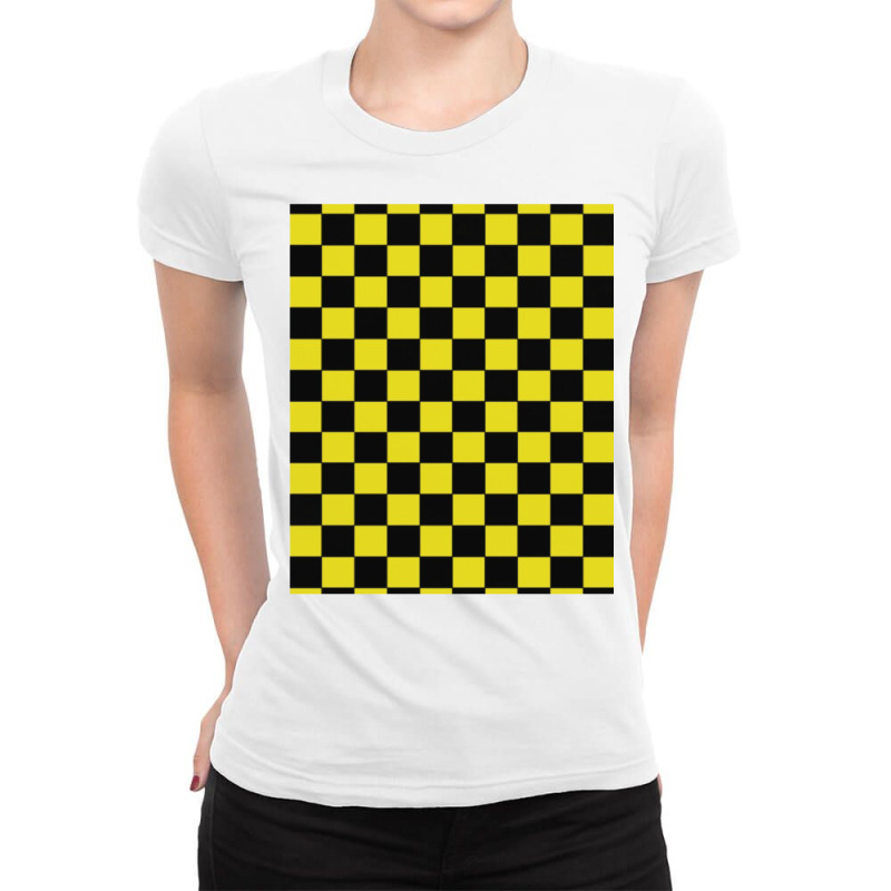 Black And Yellow Checks Ladies Fitted T-Shirt by wilktopick1 | Artistshot