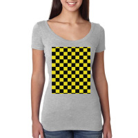 Black And Yellow Checks Women's Triblend Scoop T-shirt | Artistshot