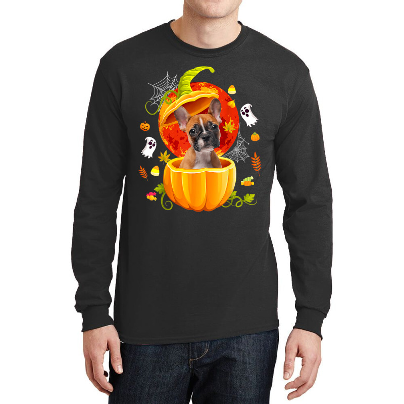 Boston Terrier Witch Pumpkin Halloween Dog Lover F Long Sleeve Shirts | Artistshot