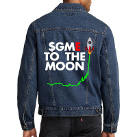 Gamestop Stock $gme To The Moon Men Denim Jacket | Artistshot