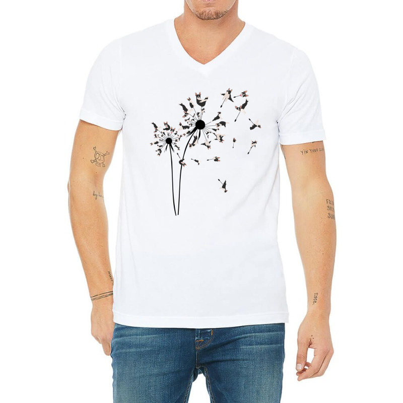 Dog Flower Fly Dandelion Boston Terrier Gifts Dog V-Neck Tee by coyagota | Artistshot