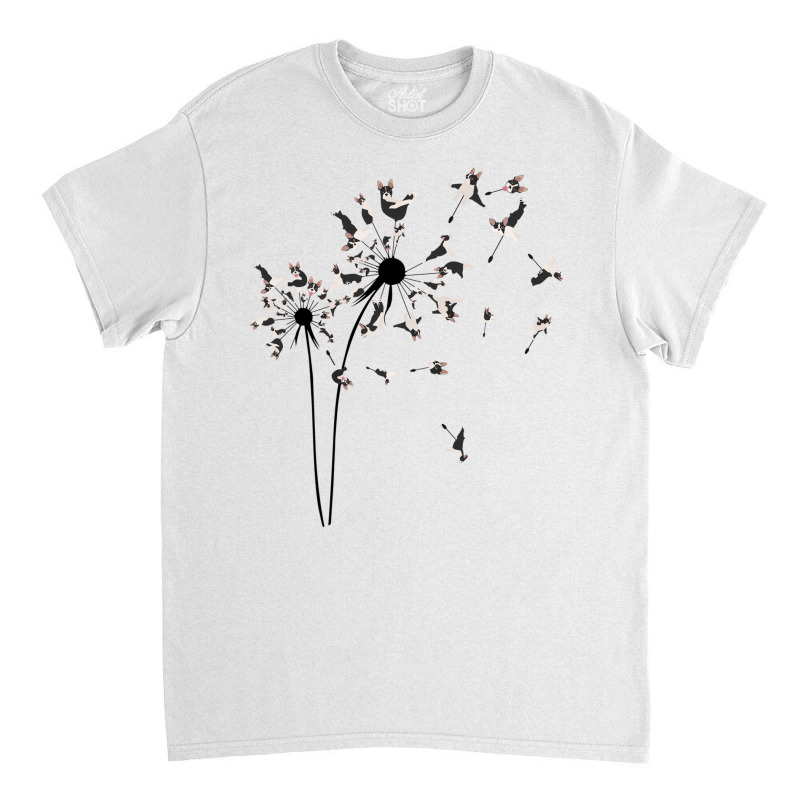 Dog Flower Fly Dandelion Boston Terrier Gifts Dog Classic T-shirt by coyagota | Artistshot