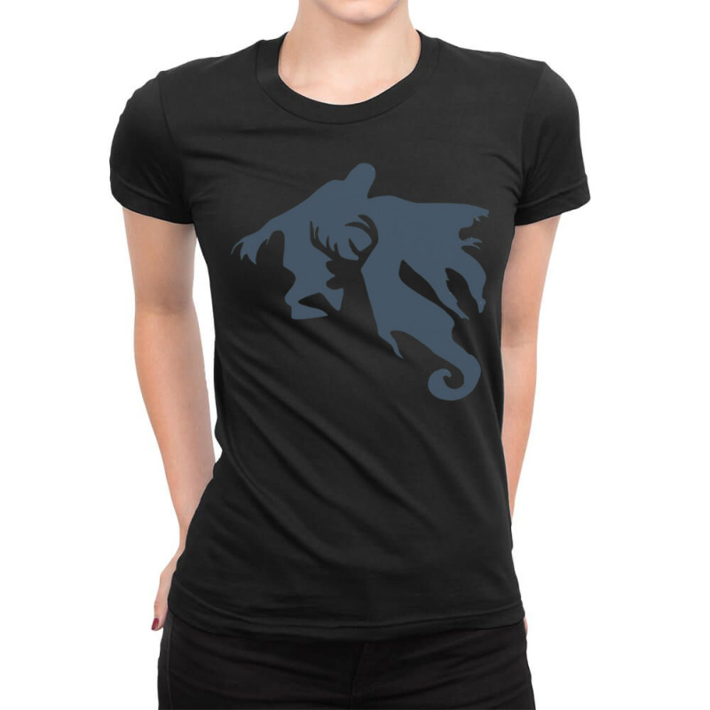 Blue Floating Soul Wizard Magic Silhouette Ladies Fitted T-Shirt by wilktopick1 | Artistshot