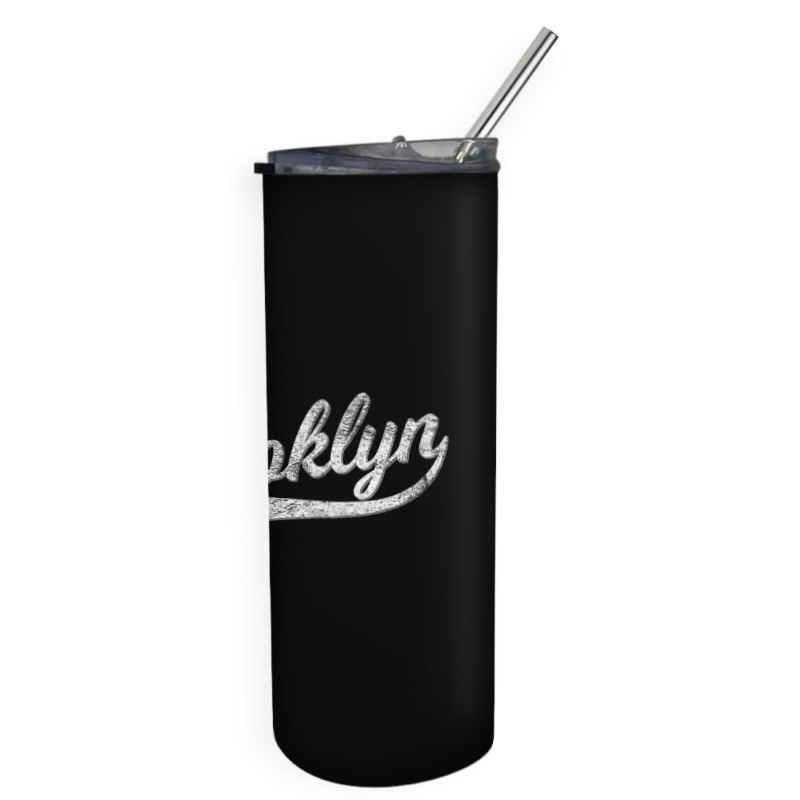 Brooklyn New York Retro Vintage Sports Script Curs Skinny Tumbler | Artistshot