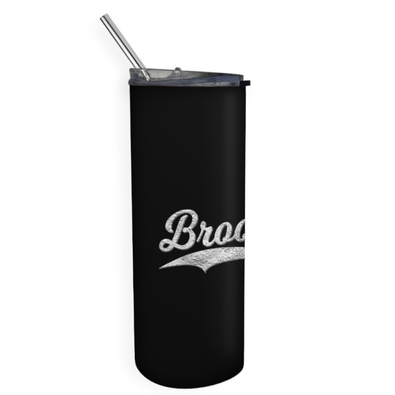 Brooklyn New York Retro Vintage Sports Script Curs Skinny Tumbler | Artistshot