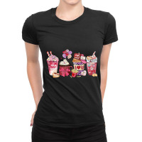 Pink Valentine Latte Iced Coffee Candy Heart Women Ladies Fitted T-shirt | Artistshot