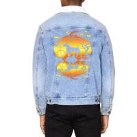 Boxer Dog Water Reflection In A Pumpkin Halloween  Unisex Sherpa-lined Denim Jacket | Artistshot