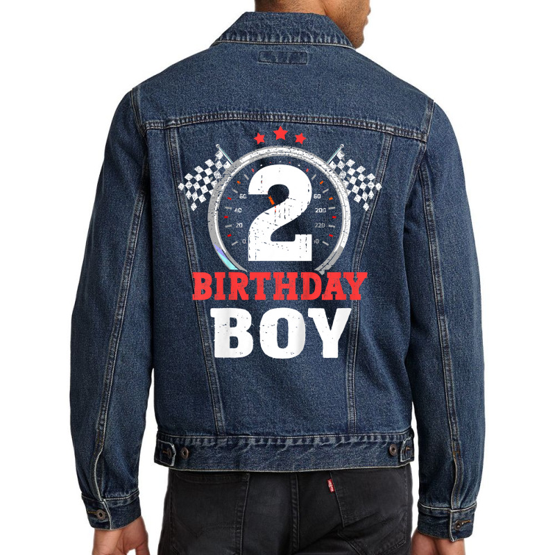 Kids Birthday Boy 2 Two Race Car 2nd Birthday Raci Men Denim Jacket | Artistshot