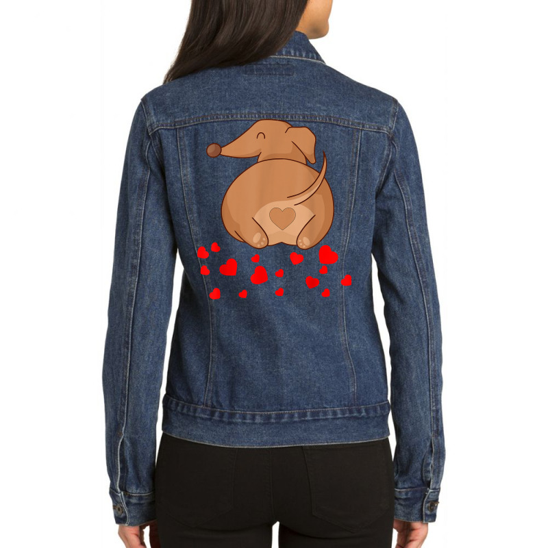 Dachshund Weenie Dog Lover Valentines Day Gift For Women T Shirt Ladies Denim Jacket by men.adam | Artistshot