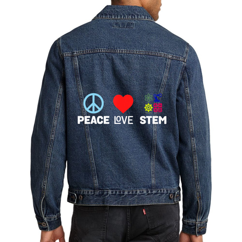 Peace Love Stem Science Technology Engineering Mat Men Denim Jacket | Artistshot