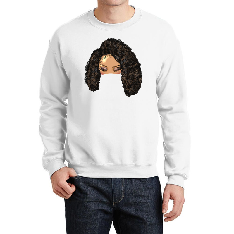 Afro Messy Bun Light Skin Natural Hair Crewneck Sweatshirt | Artistshot