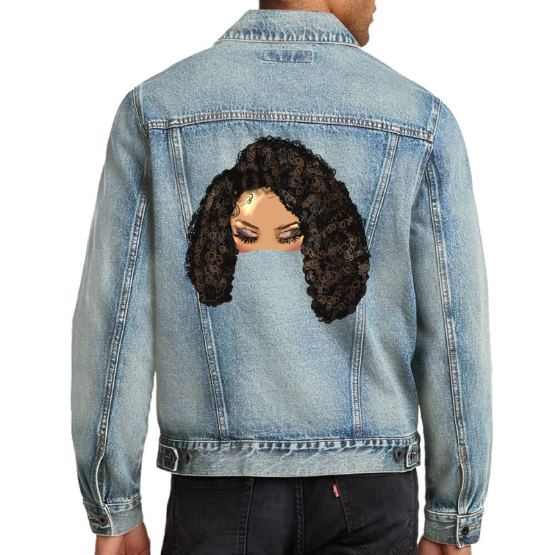 Afro Messy Bun Light Skin Natural Hair Men Denim Jacket | Artistshot