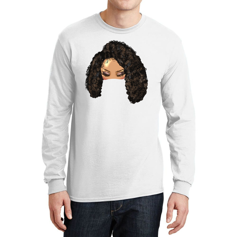 Afro Messy Bun Light Skin Natural Hair Long Sleeve Shirts | Artistshot