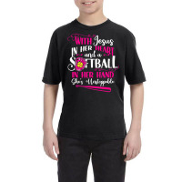 Jesus In Her Heart Softball Hand Funny Pitcher For Youth Tee | Artistshot