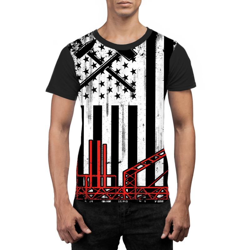 Vintage Usa Ironworker American Flag Iron Worker P Graphic T-shirt by marioc | Artistshot