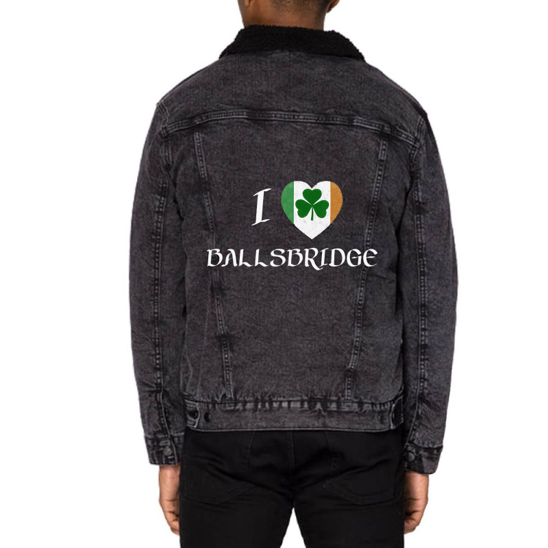 I Love Ballsbridge Ireland Flag Heart Shamrock Unisex Sherpa-lined Denim Jacket | Artistshot