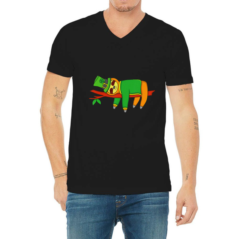 Leprechaun Sloth St Patricks Day Irish Shamrock V-neck Tee | Artistshot