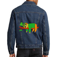 Leprechaun Sloth St Patricks Day Irish Shamrock Men Denim Jacket | Artistshot