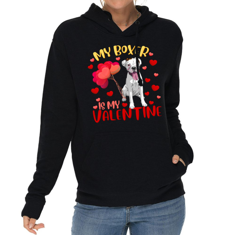 Boxer My Boxer Is My Valentine Heart Funny Boxer V Lightweight Hoodie | Artistshot