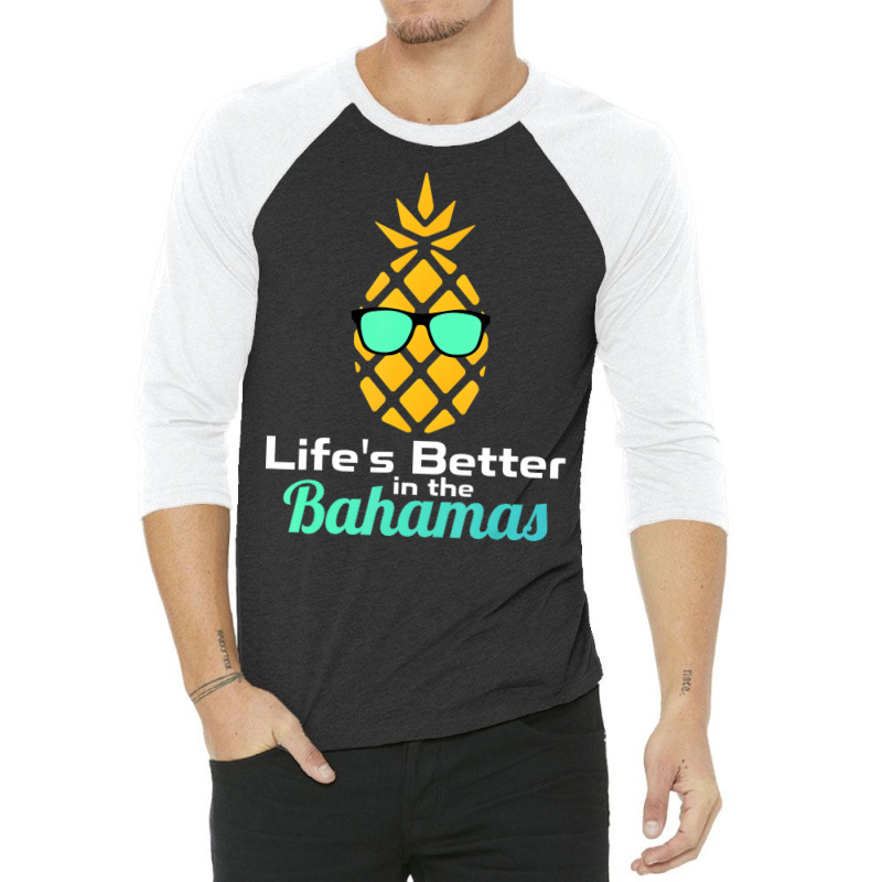 Bahamas Souvenir T Shirts Pineapple Sunglasses Gra 3/4 Sleeve Shirt | Artistshot