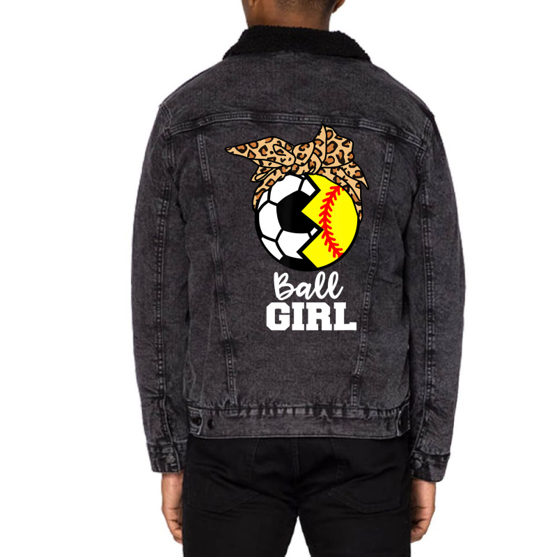 Ball Girl Funny Soccer Softball Player T Shirt Unisex Sherpa-lined Denim Jacket | Artistshot