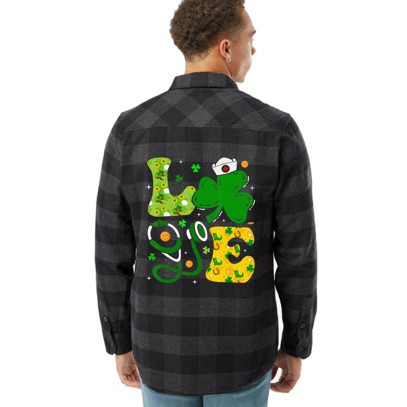 Funny Irish Nurse St Patrick's Day Shamrock Love Flannel Shirt | Artistshot