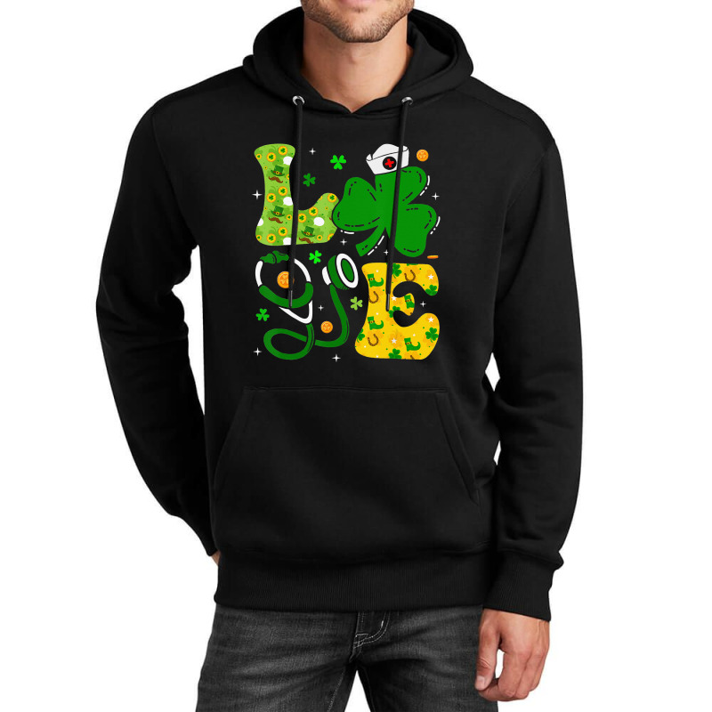 Funny Irish Nurse St Patrick's Day Shamrock Love Unisex Hoodie | Artistshot