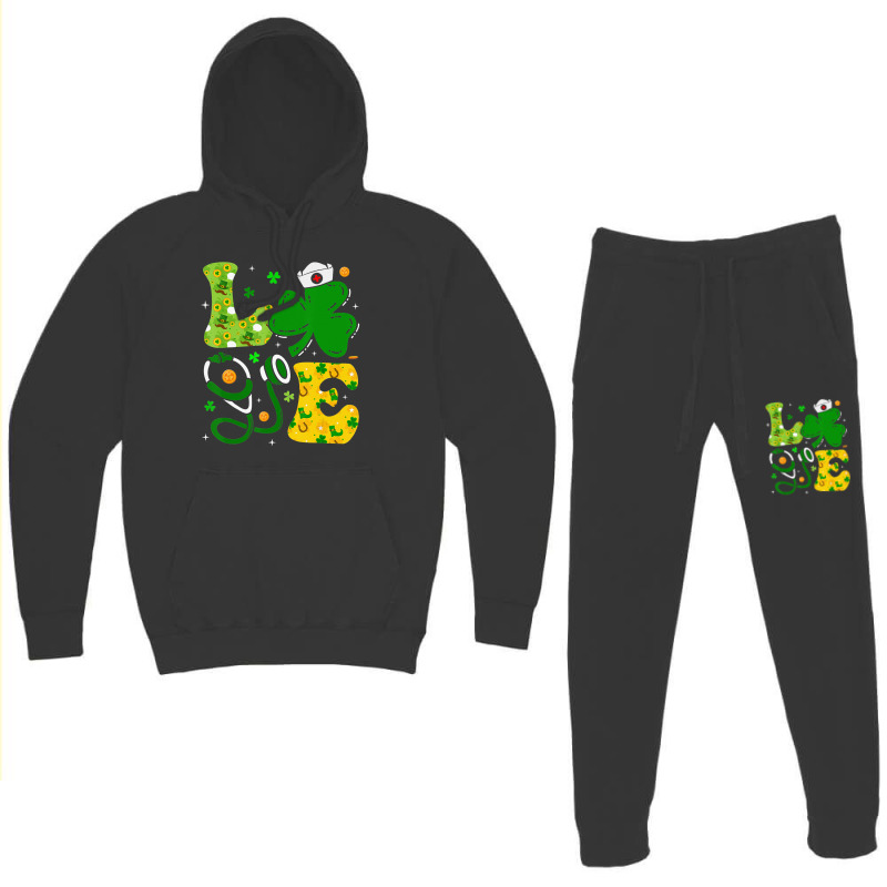 Funny Irish Nurse St Patrick's Day Shamrock Love Hoodie & Jogger Set | Artistshot