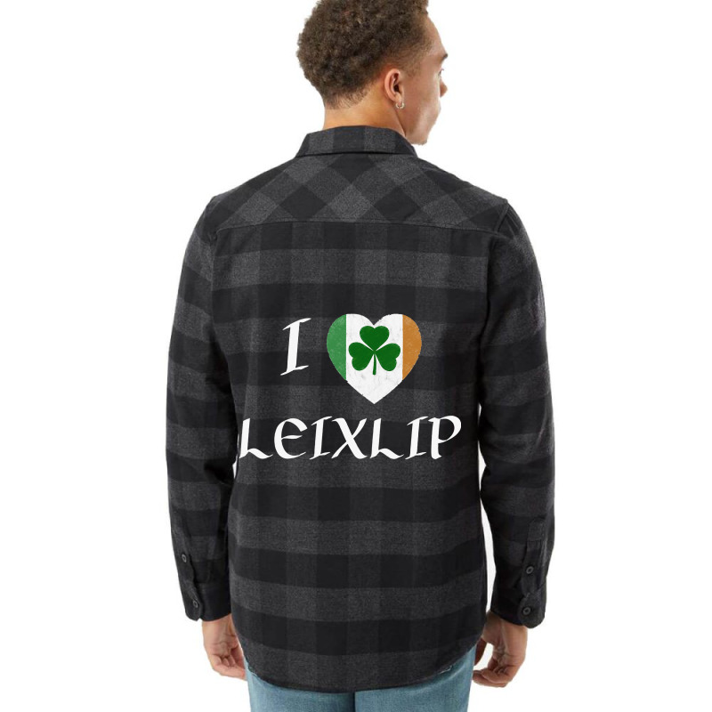 I Love Leixlip Ireland Eire Flag Heart Shamrock Flannel Shirt | Artistshot