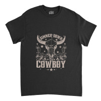 Simmer Down Cowboy Cowgirl, Western Cow Skull Classic T-shirt | Artistshot