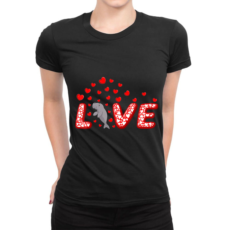 Manatee Lover Funny Hearts Love Manatee Valentine' Ladies Fitted T-Shirt by imelde | Artistshot