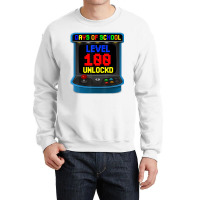 Level 100 Days Of School Unlocked Video Game Arcad Crewneck Sweatshirt | Artistshot