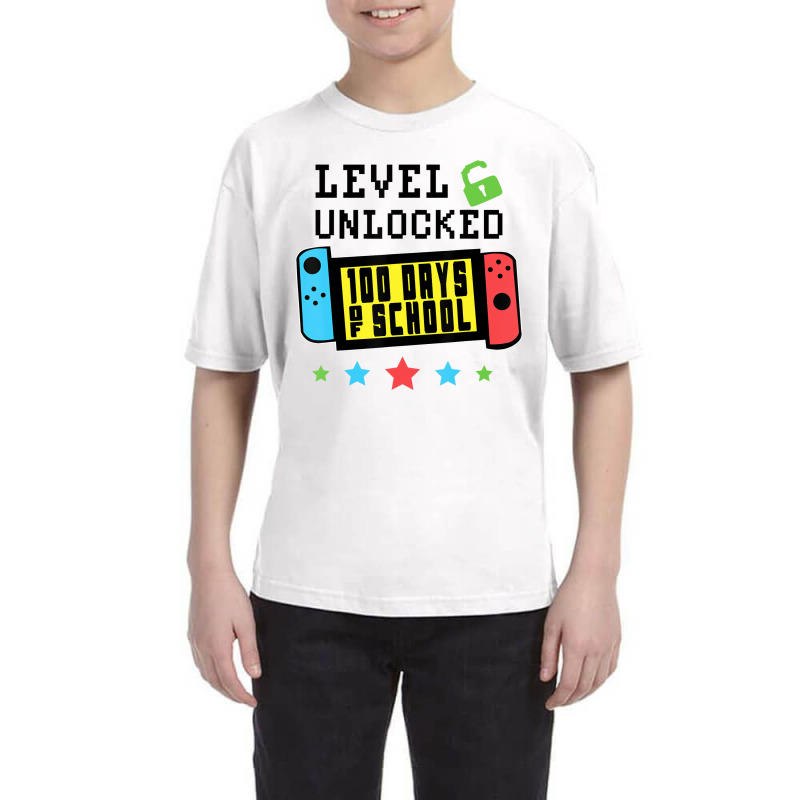 Level Unlocked 100 Days Of School Gamer Graphic Ar Youth Tee by krumsiek | Artistshot