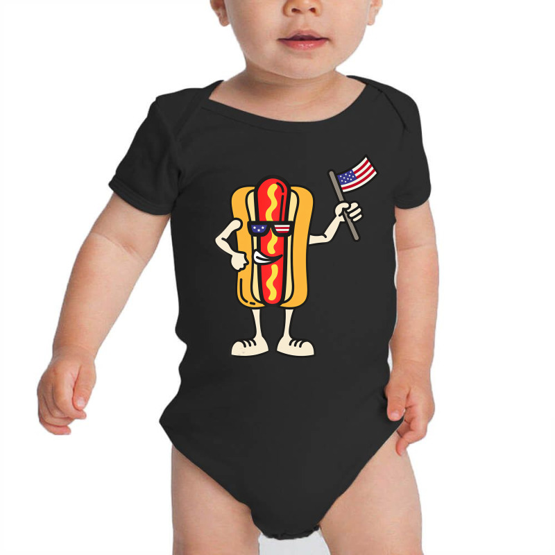 Hot Dog American Flag July 4th Patriotic Bbq Cooko Baby Bodysuit by fiddolamuf | Artistshot