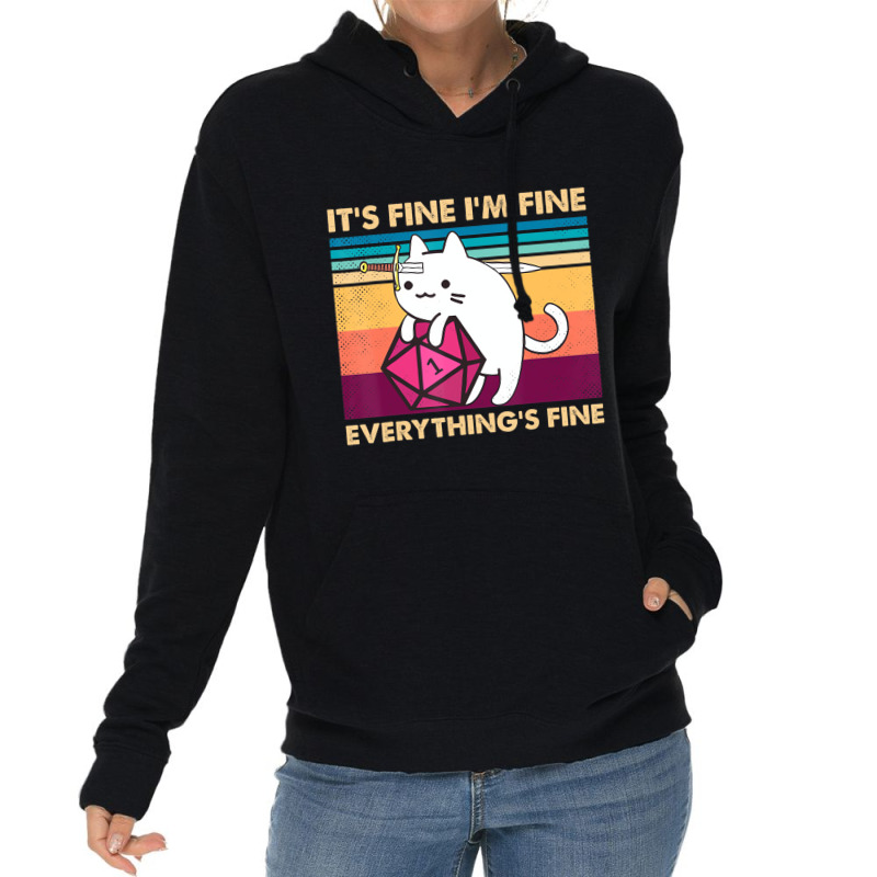 It's Fine I'm Fine Everything's Fine Funny Cat Vin Lightweight Hoodie | Artistshot