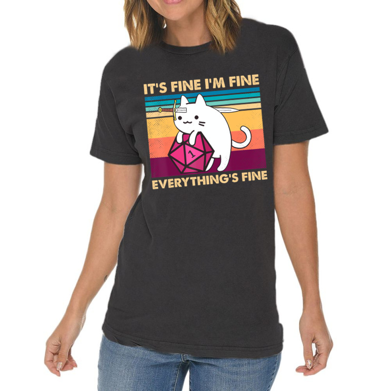 It's Fine I'm Fine Everything's Fine Funny Cat Vin Vintage T-shirt | Artistshot