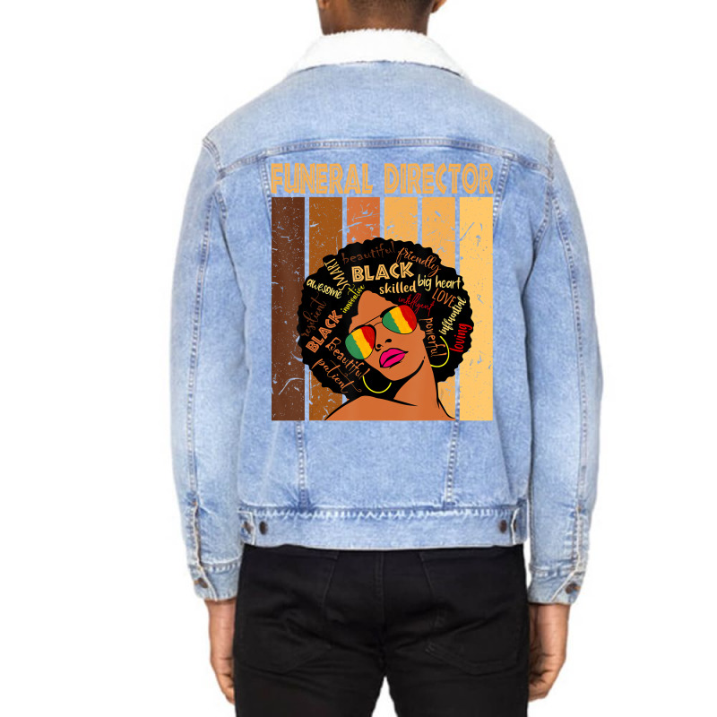 Funeral Director Afro African American Black Histo Unisex Sherpa-Lined Denim Jacket by bonne | Artistshot