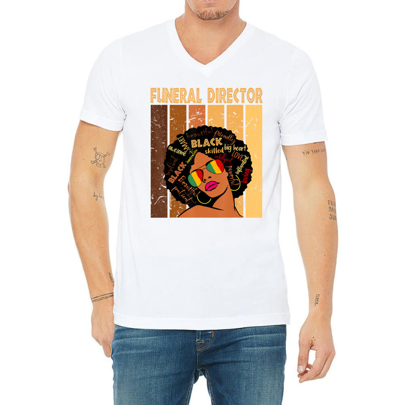 Funeral Director Afro African American Black Histo V-Neck Tee by bonne | Artistshot