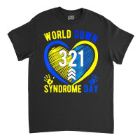 Blue Yellow Heart 21 World Down Syndrome Awareness Classic T-shirt | Artistshot