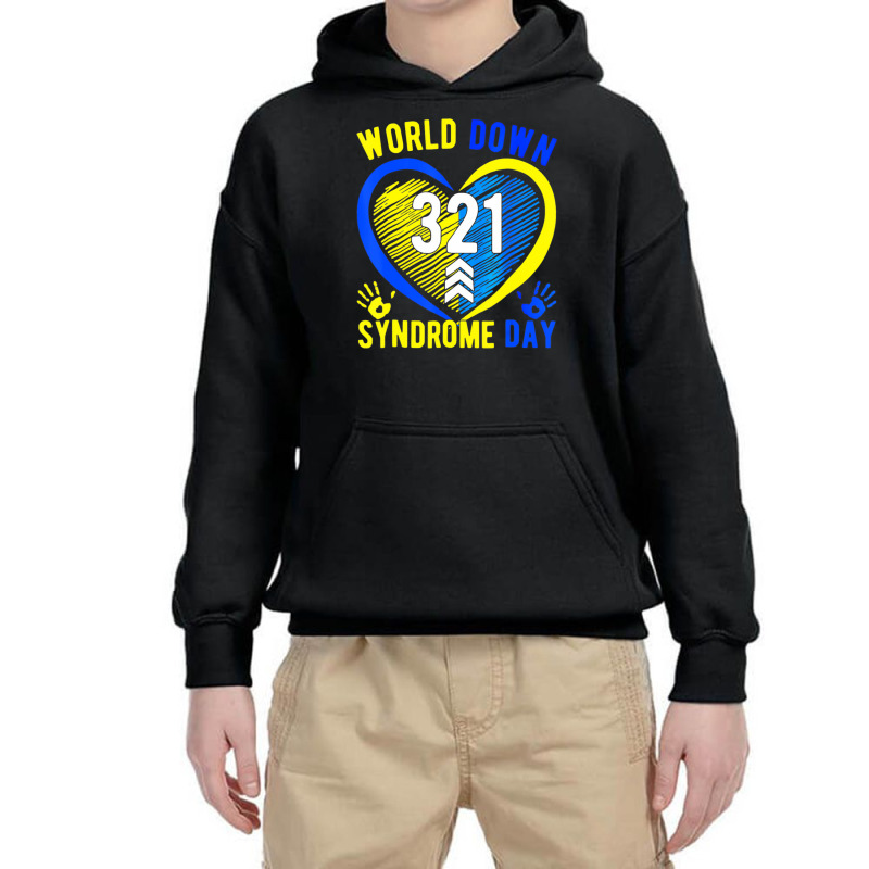 Blue Yellow Heart 21 World Down Syndrome Awareness Youth Hoodie by ravand | Artistshot